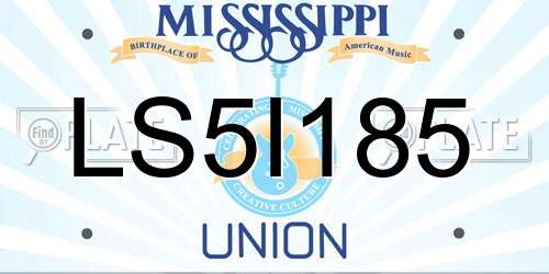 LS5I185 Mississippi License Plate