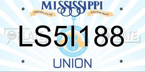 LS5I188 Mississippi License Plate