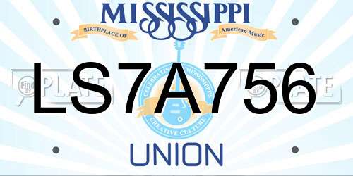 LS7A756 Mississippi License Plate