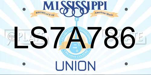 LS7A786 Mississippi License Plate