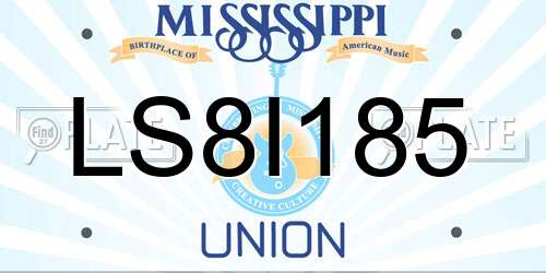 LS8I185 Mississippi License Plate
