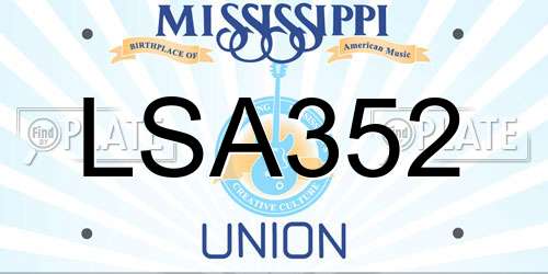 LSA352 Mississippi License Plate