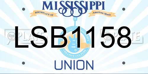 LSB1158 Mississippi License Plate