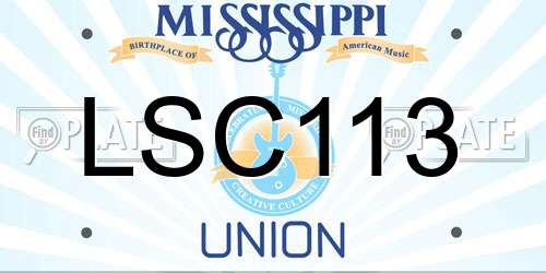 LSC113 Mississippi License Plate