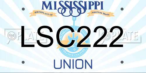 LSC222 Mississippi License Plate