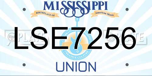 LSE7256 Mississippi License Plate