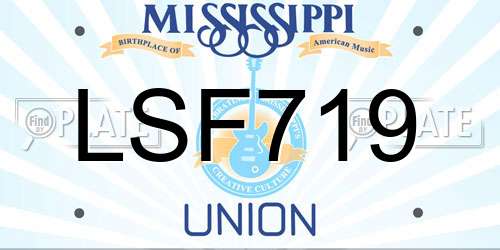 LSF719 Mississippi License Plate