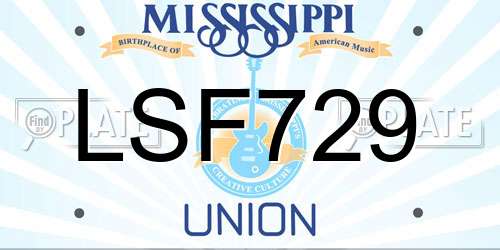LSF729 Mississippi License Plate