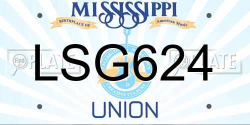 LSG624 Mississippi License Plate