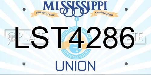 LST4286 Mississippi License Plate