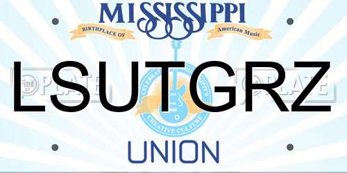 LSUTGRZ Mississippi License Plate