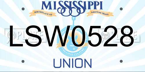 LSW0528 Mississippi License Plate