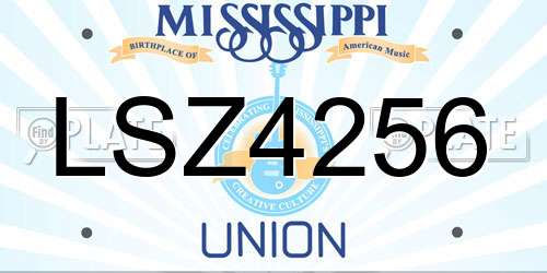 LSZ4256 Mississippi License Plate