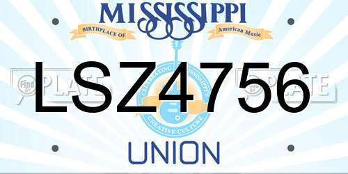 LSZ4756 Mississippi License Plate