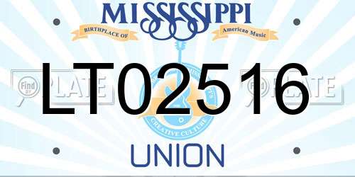 LT02516 Mississippi License Plate