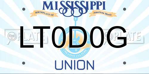 LT0D0G Mississippi License Plate