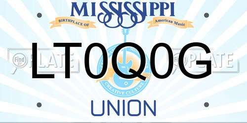 LT0Q0G Mississippi License Plate