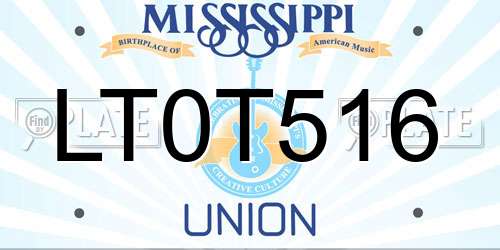 LT0T516 Mississippi License Plate