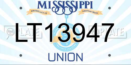 LT13947 Mississippi License Plate
