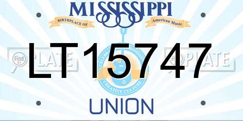 LT15747 Mississippi License Plate