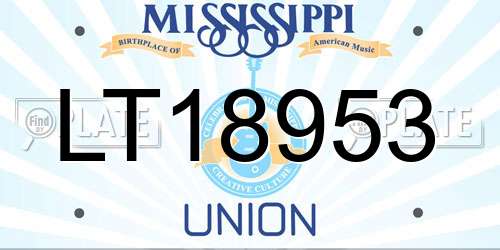 LT18953 Mississippi License Plate