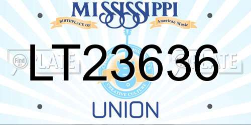 LT23636 Mississippi License Plate