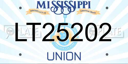 LT25202 Mississippi License Plate