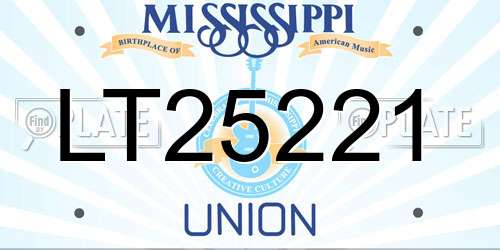 LT25221 Mississippi License Plate
