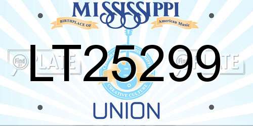 LT25299 Mississippi License Plate