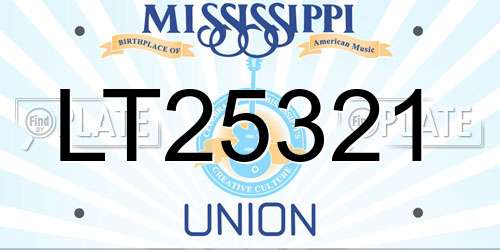 LT25321 Mississippi License Plate