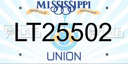 LT25502 Mississippi License Plate