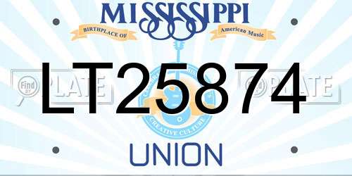 LT25874 Mississippi License Plate