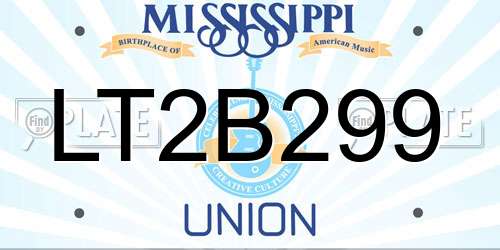 LT2B299 Mississippi License Plate