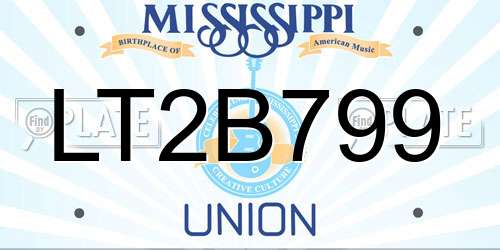 LT2B799 Mississippi License Plate