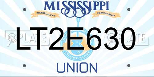 LT2E630 Mississippi License Plate