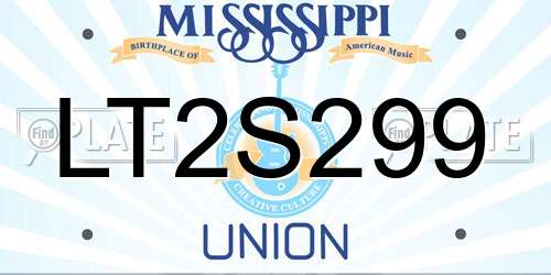 LT2S299 Mississippi License Plate