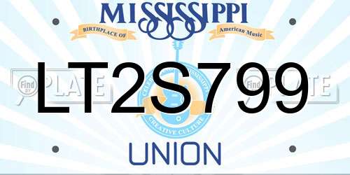 LT2S799 Mississippi License Plate