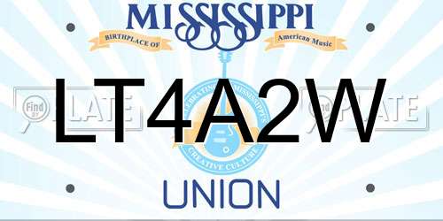 LT4A2W Mississippi License Plate