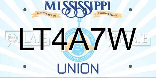 LT4A7W Mississippi License Plate