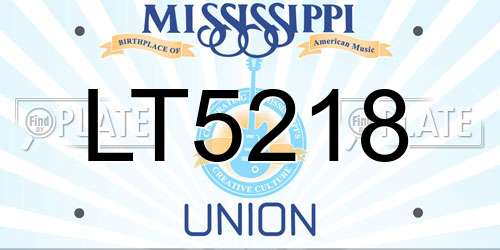 LT5218 Mississippi License Plate