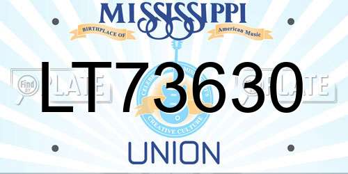LT73630 Mississippi License Plate