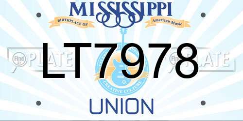LT7978 Mississippi License Plate