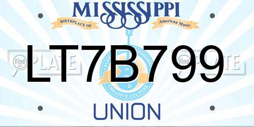 LT7B799 Mississippi License Plate