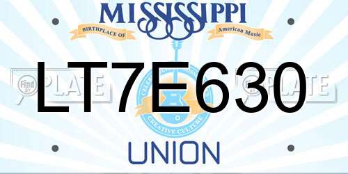 LT7E630 Mississippi License Plate