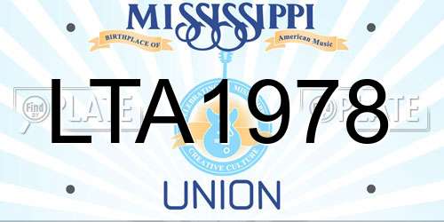 LTA1978 Mississippi License Plate