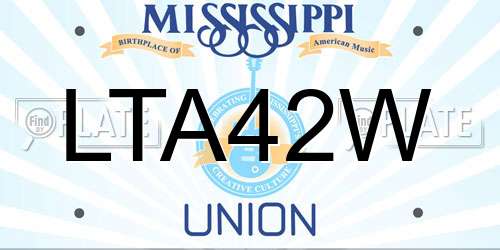 LTA42W Mississippi License Plate