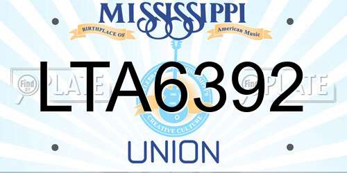 LTA6392 Mississippi License Plate