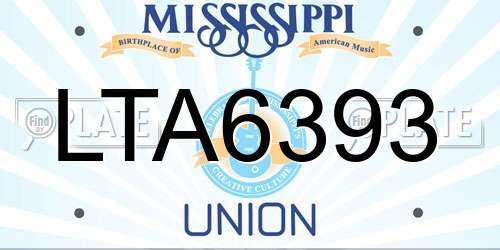 LTA6393 Mississippi License Plate