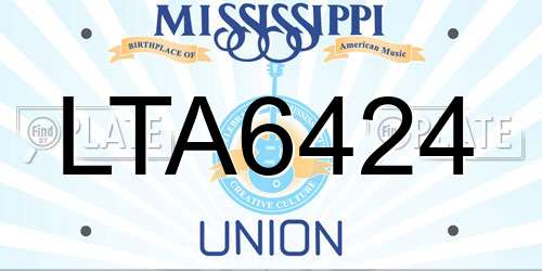 LTA6424 Mississippi License Plate