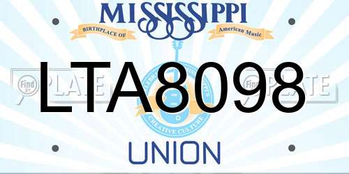LTA8098 Mississippi License Plate
